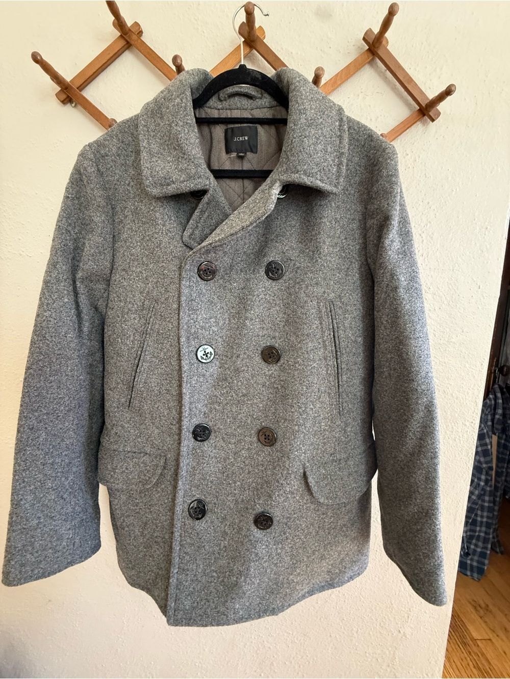 J. Crew Gray Double-Breasted Wool Pea Coat